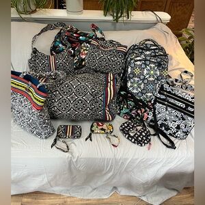 Vera Bradley Black and White Patterned Women's Bag Collection- 11 Pieces